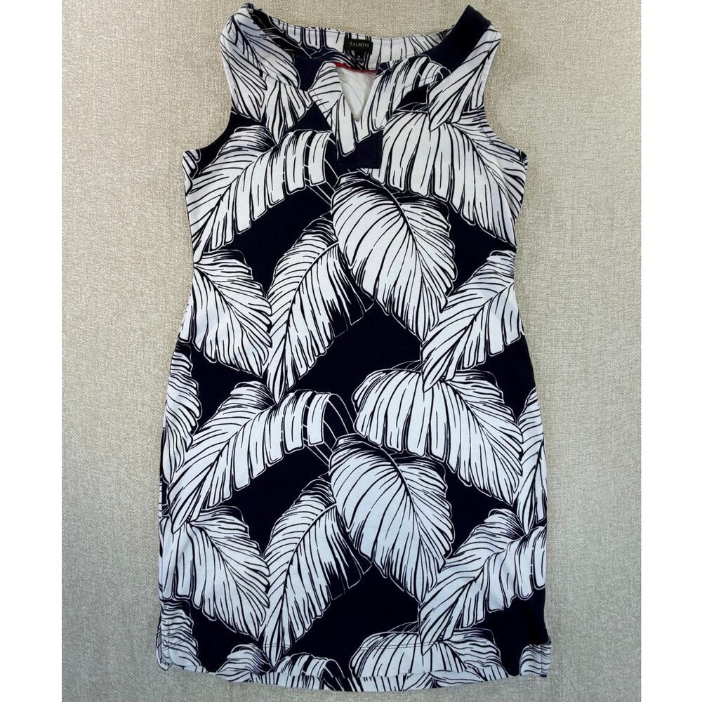 Talbots Women M Blue White Hawaiian Print Sleeveless Knee Length Sundress